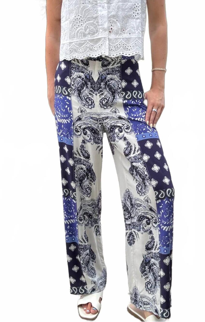 NEW CENTRAL PARK WEST allie paisley patch pants in blue